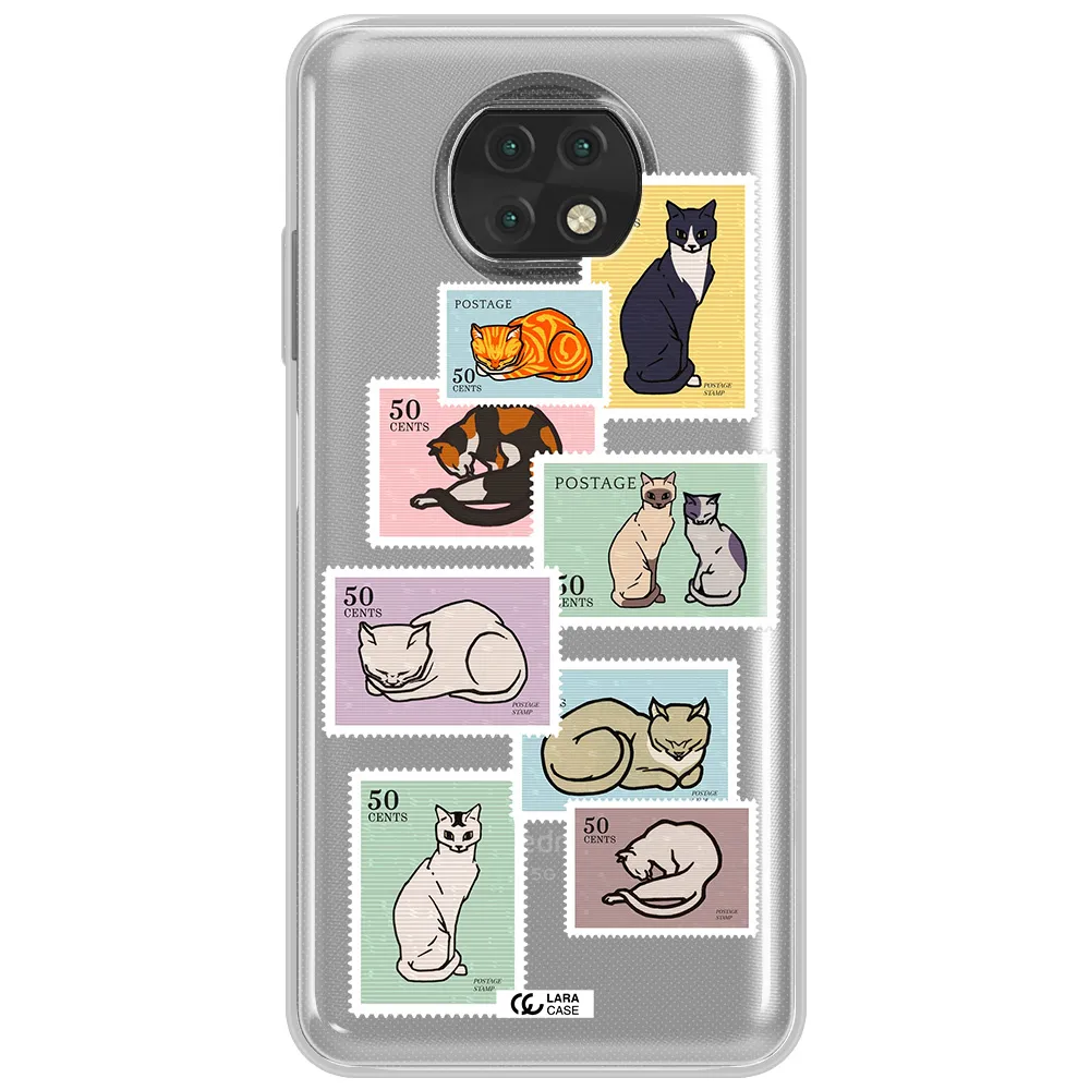 A Collage Of Cats On Stamps Xiaomi Redmi Note 9T Clear Tpu Case