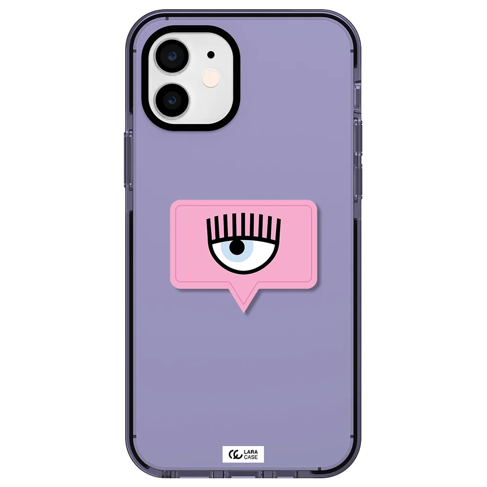 a pink chat bubble with eye and eyelashes Apple iPhone 11 impact Lilac Case