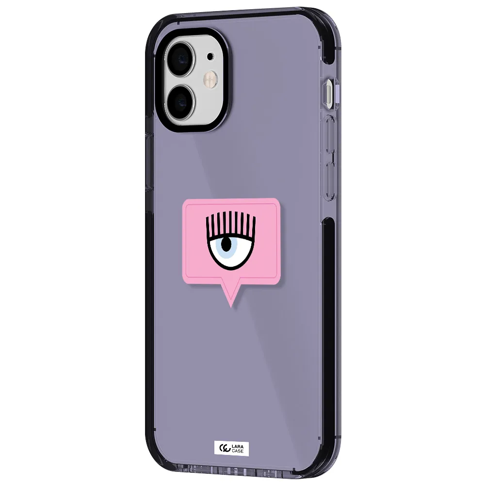 a pink chat bubble with eye and eyelashes Apple iPhone 11 impact Lilac Case