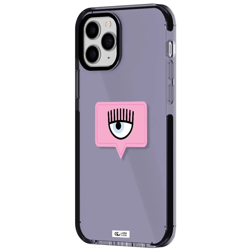a pink chat bubble with eye and eyelashes Apple iPhone 11 pro impact Lilac Case
