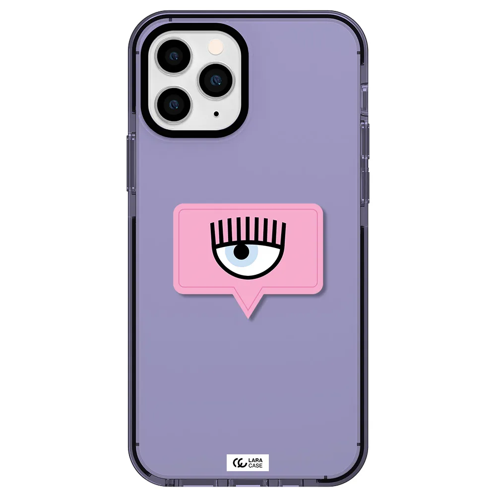 a pink chat bubble with eye and eyelashes Apple iPhone 11 pro max impact Lilac Case