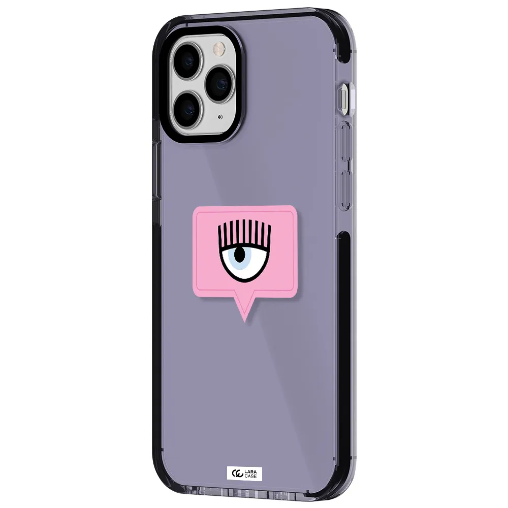 a pink chat bubble with eye and eyelashes Apple iPhone 11 pro max impact Lilac Case