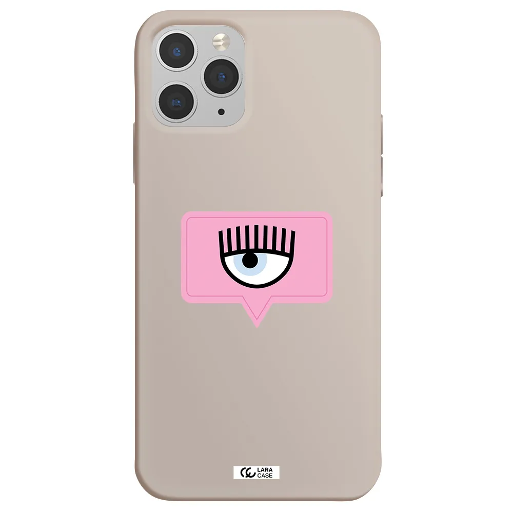 a pink chat bubble with eye and eyelashes Apple iPhone 11 pro max Silicone Stone Case