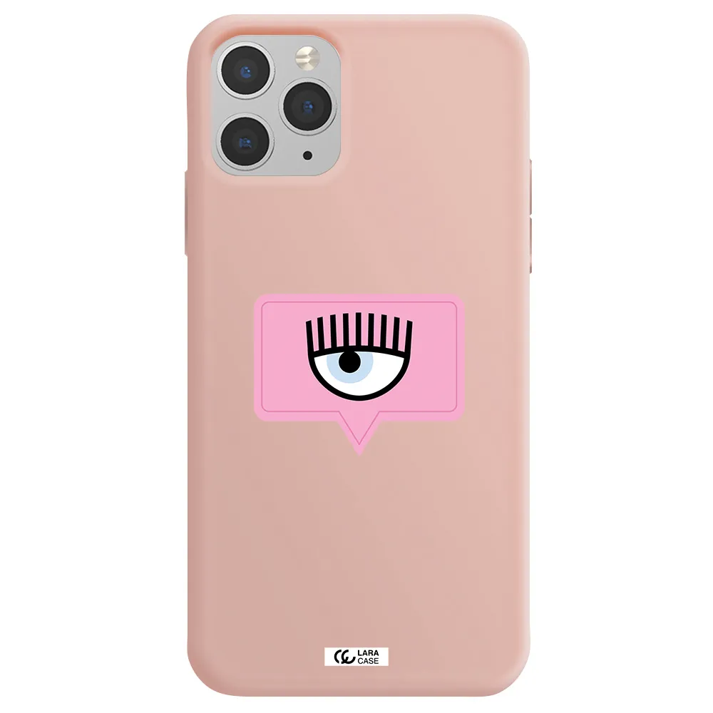 a pink chat bubble with eye and eyelashes Apple iPhone 11 pro Silicone pastel pink Case