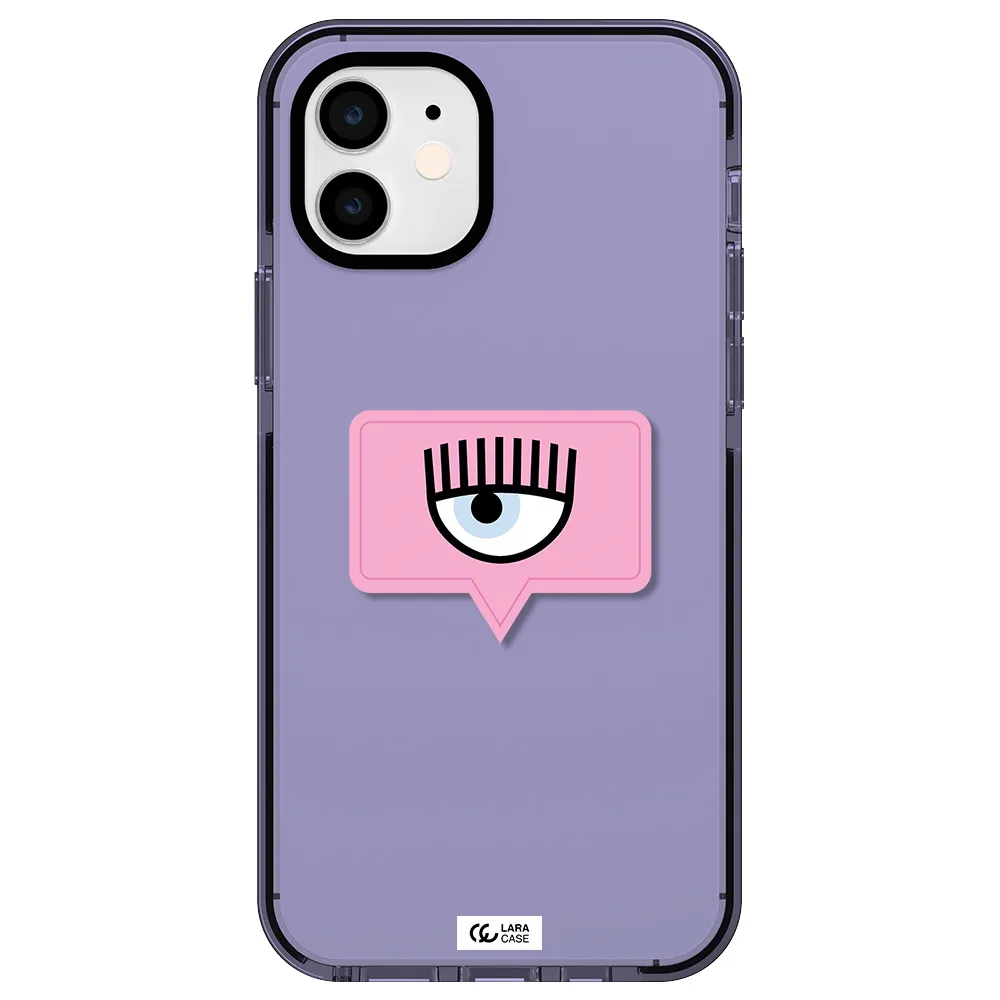 a pink chat bubble with eye and eyelashes Apple iPhone 12 impact Lilac Case