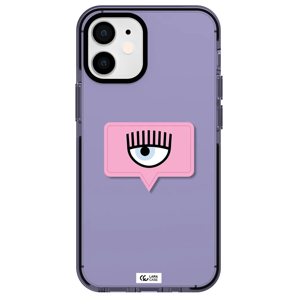 a pink chat bubble with eye and eyelashes Apple iPhone 12 mini impact Lilac Case