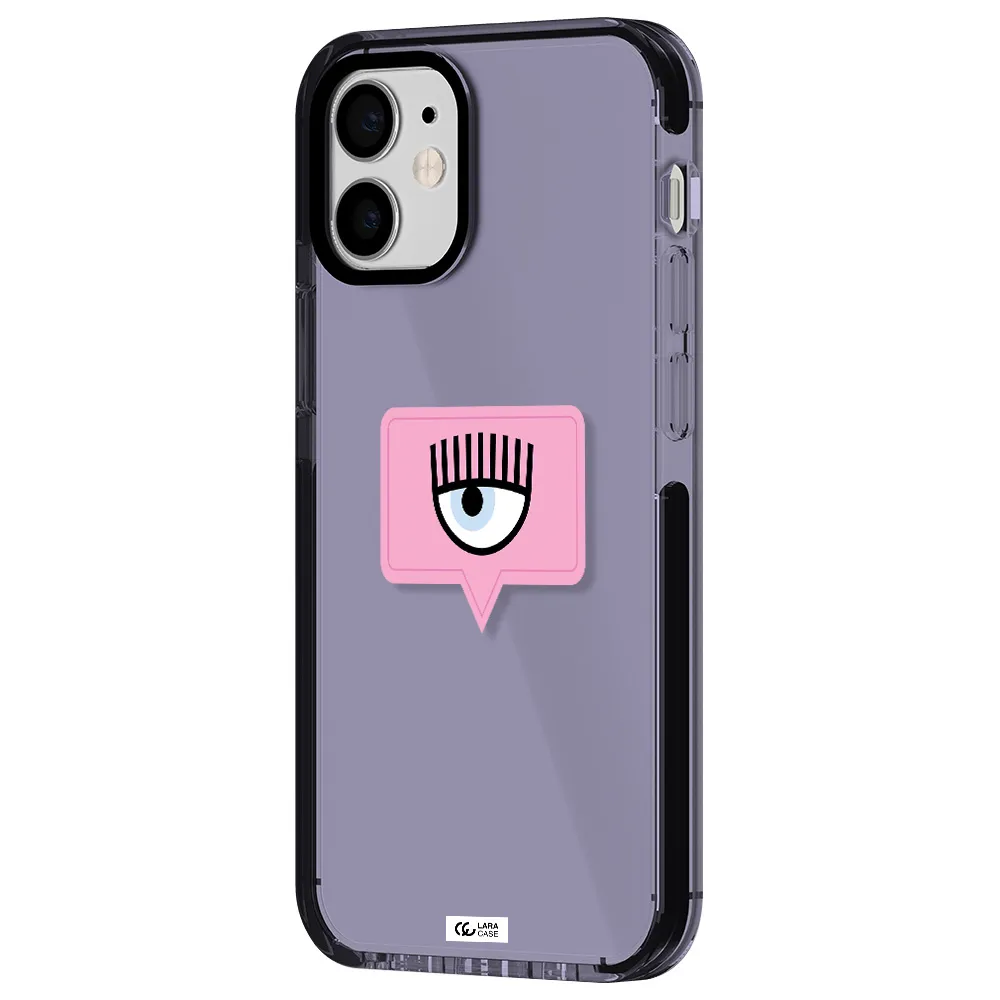 a pink chat bubble with eye and eyelashes Apple iPhone 12 mini impact Lilac Case