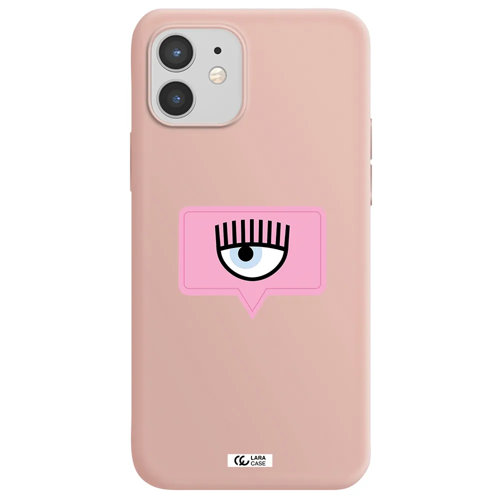 a pink chat bubble with eye and eyelashes Apple iPhone 12 mini Silicone pastel pink Case