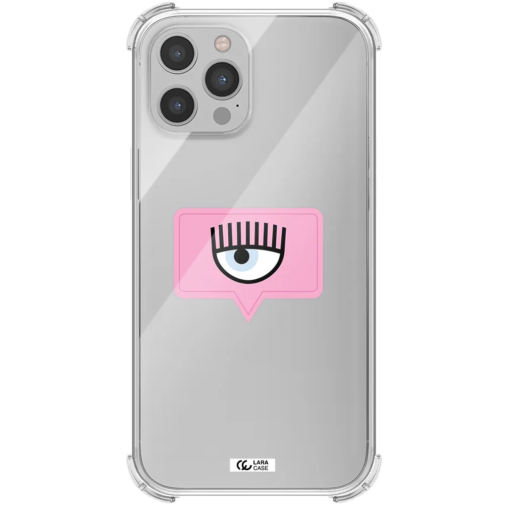 a pink chat bubble with eye and eyelashes Apple iPhone 12 pro Clear PC Case