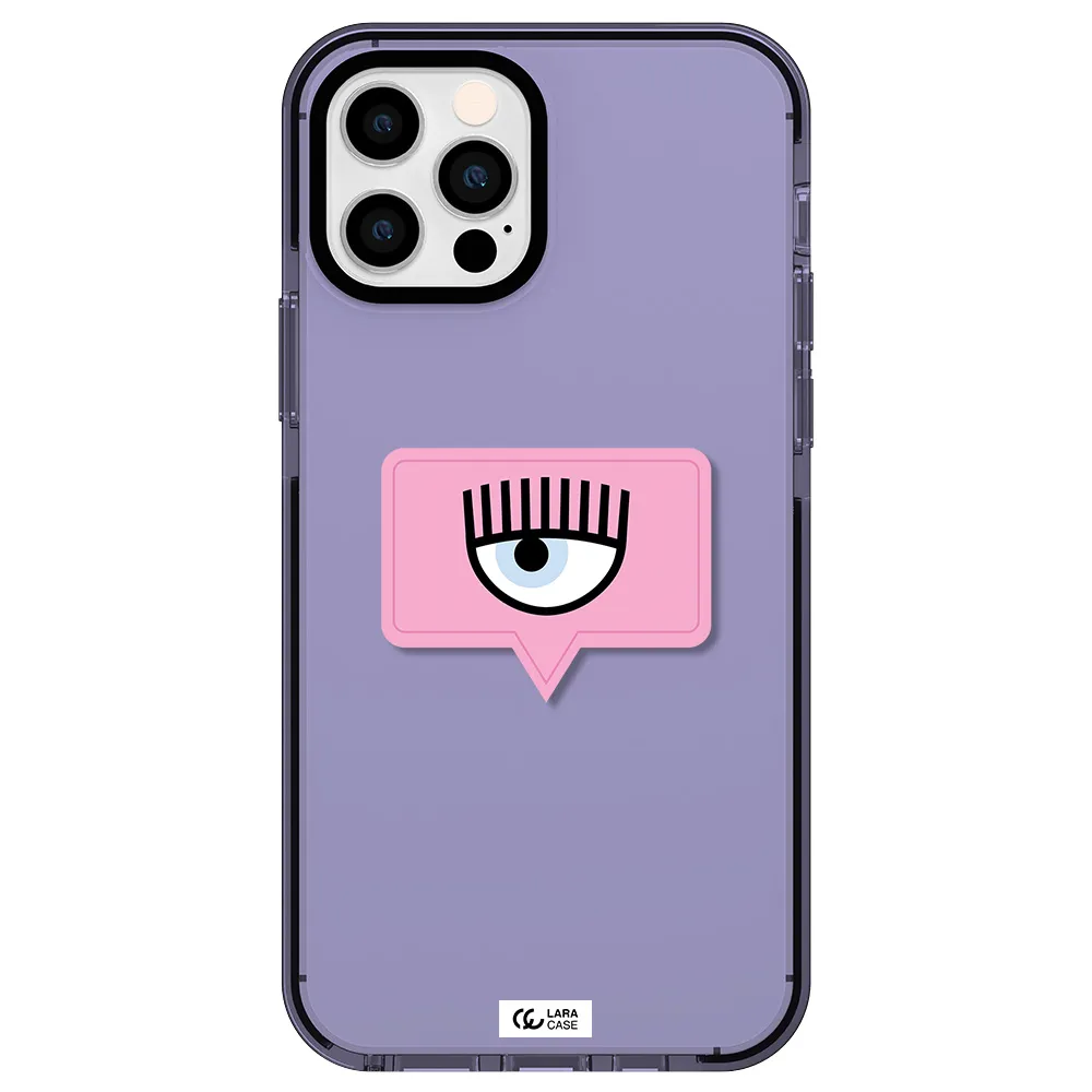 a pink chat bubble with eye and eyelashes Apple iPhone 12 pro impact Lilac Case