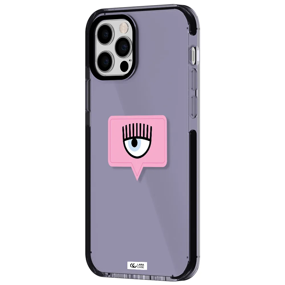 a pink chat bubble with eye and eyelashes Apple iPhone 12 pro impact Lilac Case