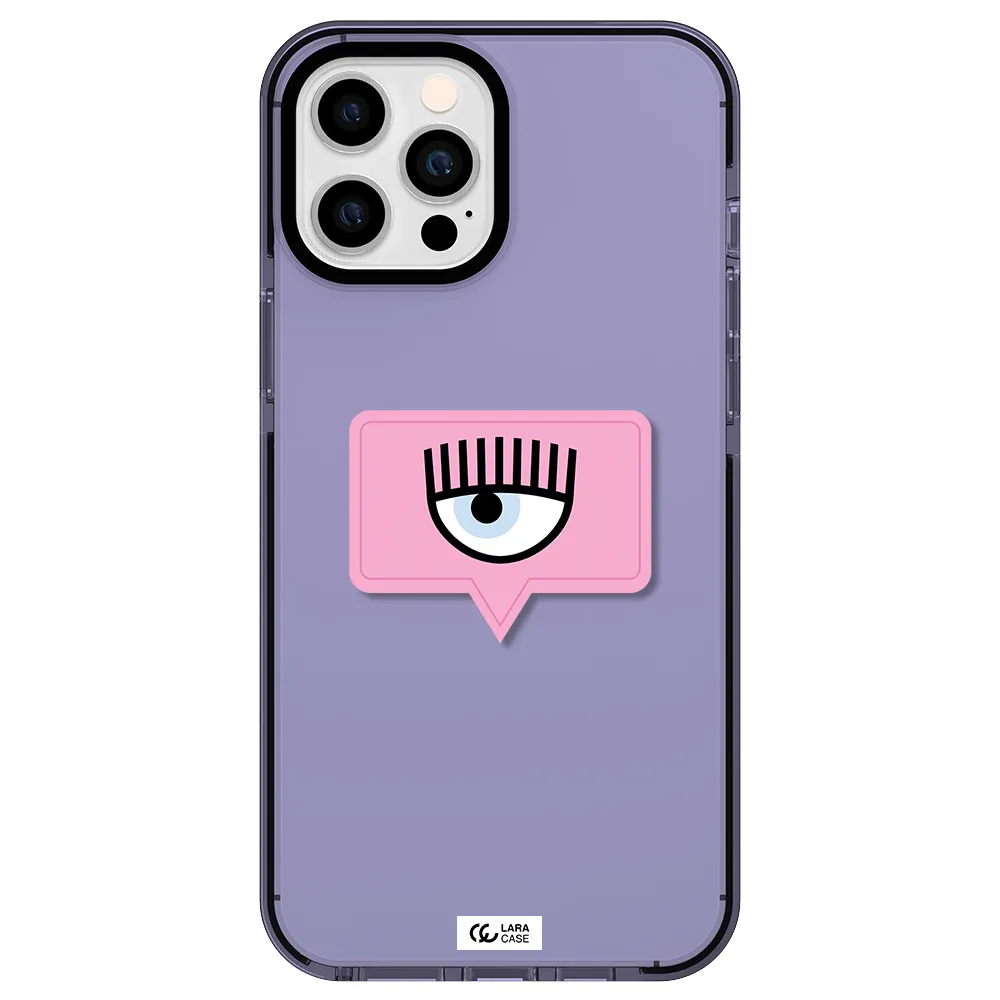 a pink chat bubble with eye and eyelashes Apple iPhone 12 pro max impact Lilac Case