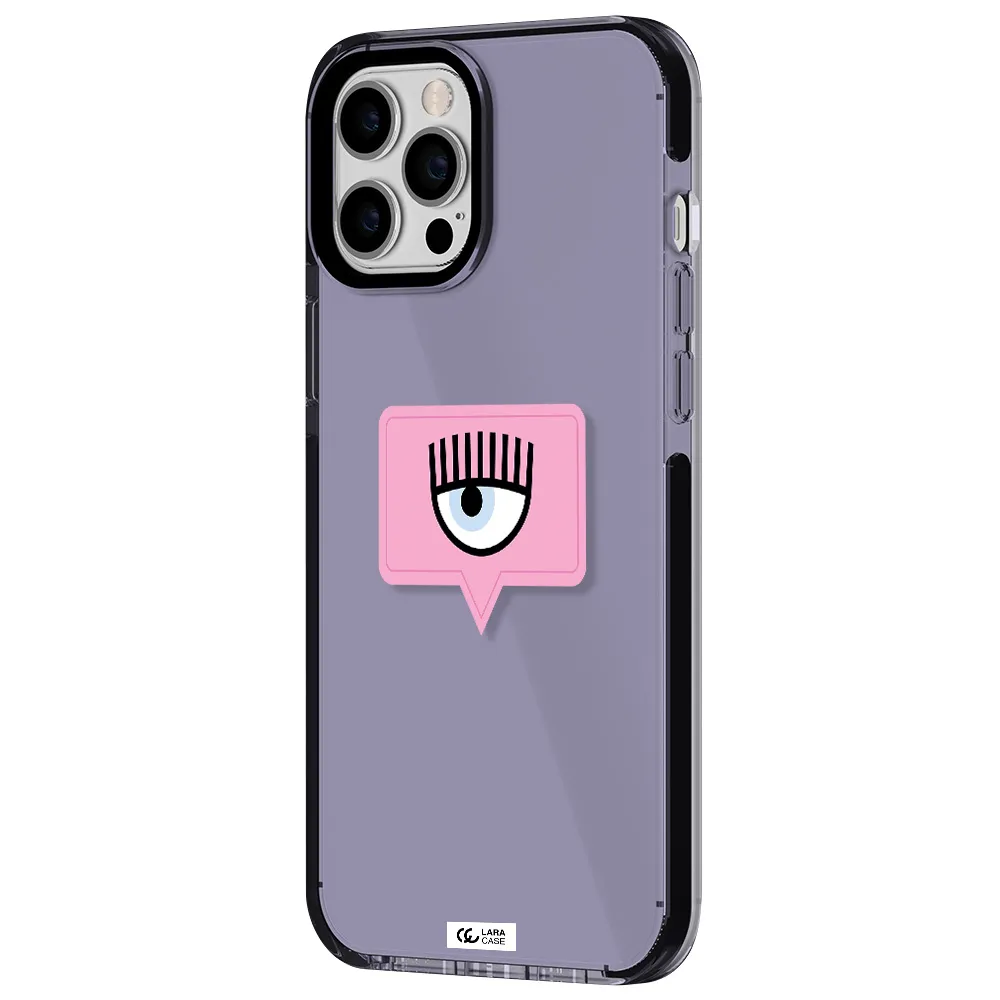 a pink chat bubble with eye and eyelashes Apple iPhone 12 pro max impact Lilac Case
