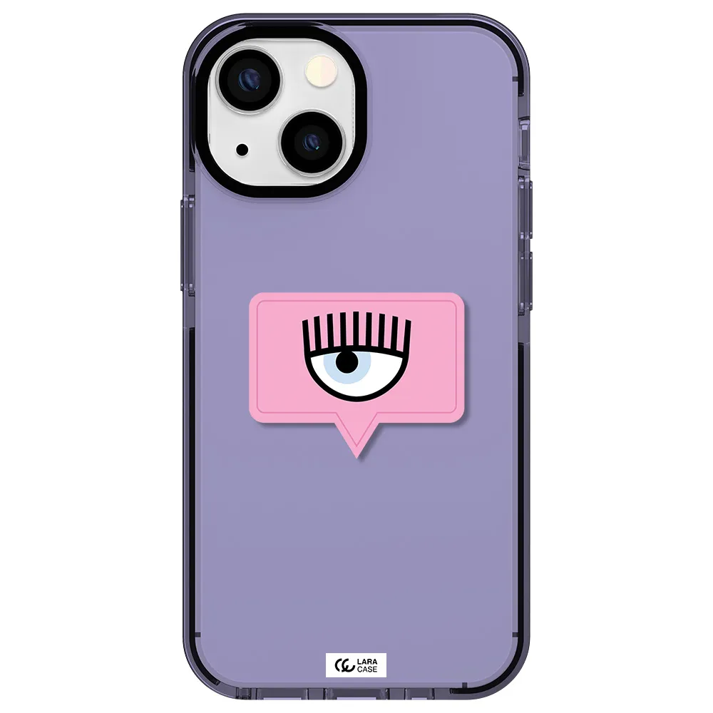 a pink chat bubble with eye and eyelashes Apple iPhone 13 mini impact Lilac Case