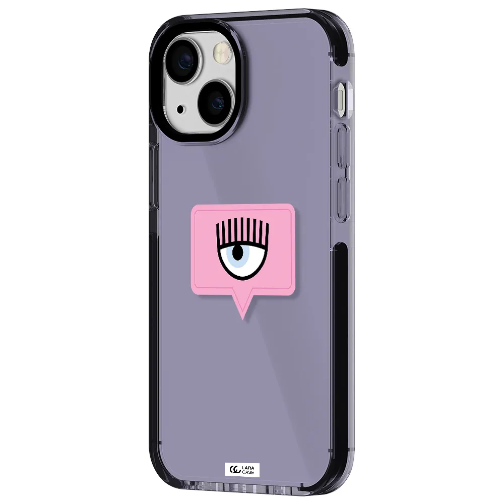 a pink chat bubble with eye and eyelashes Apple iPhone 13 mini impact Lilac Case