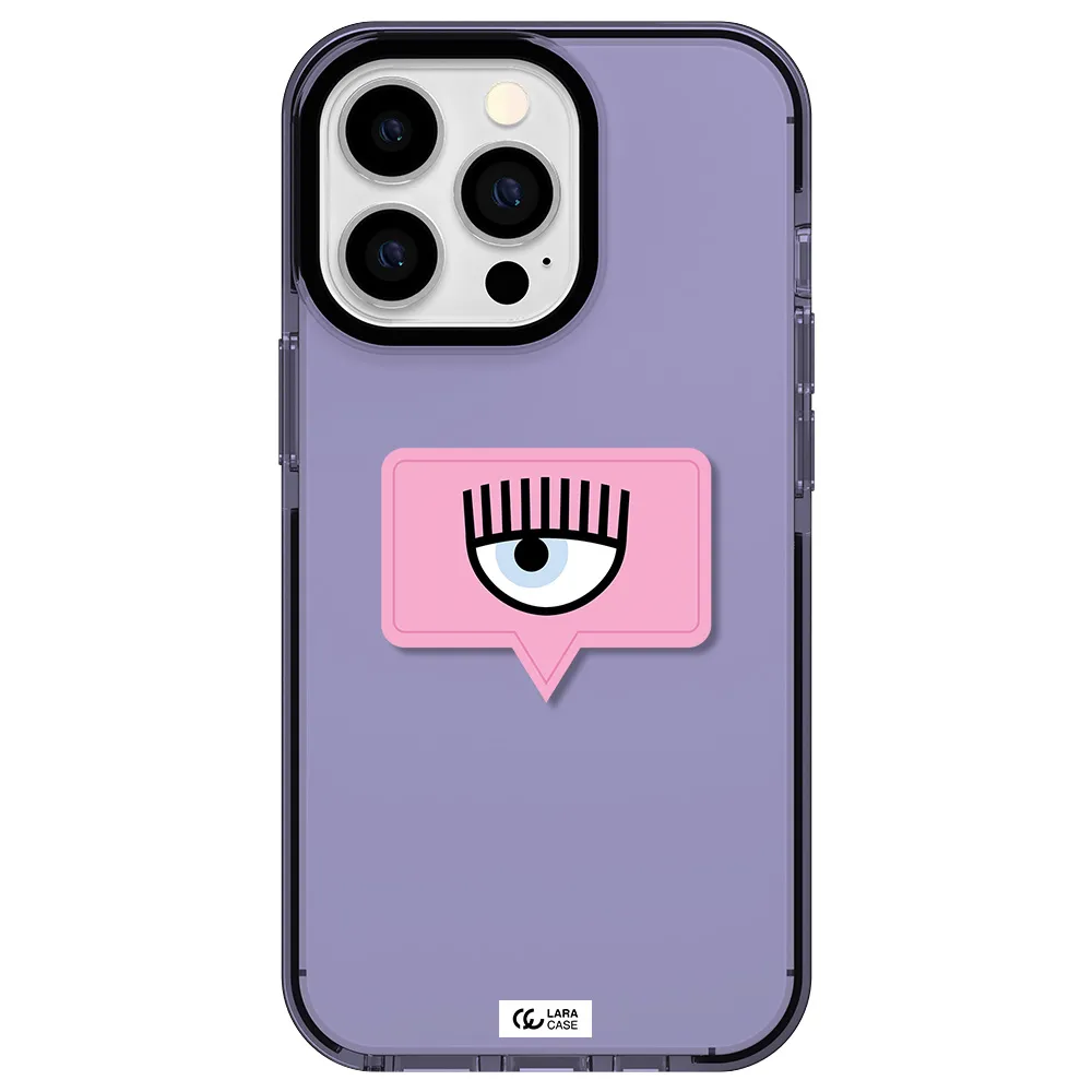 a pink chat bubble with eye and eyelashes Apple iPhone 13 Pro impact Lilac Case