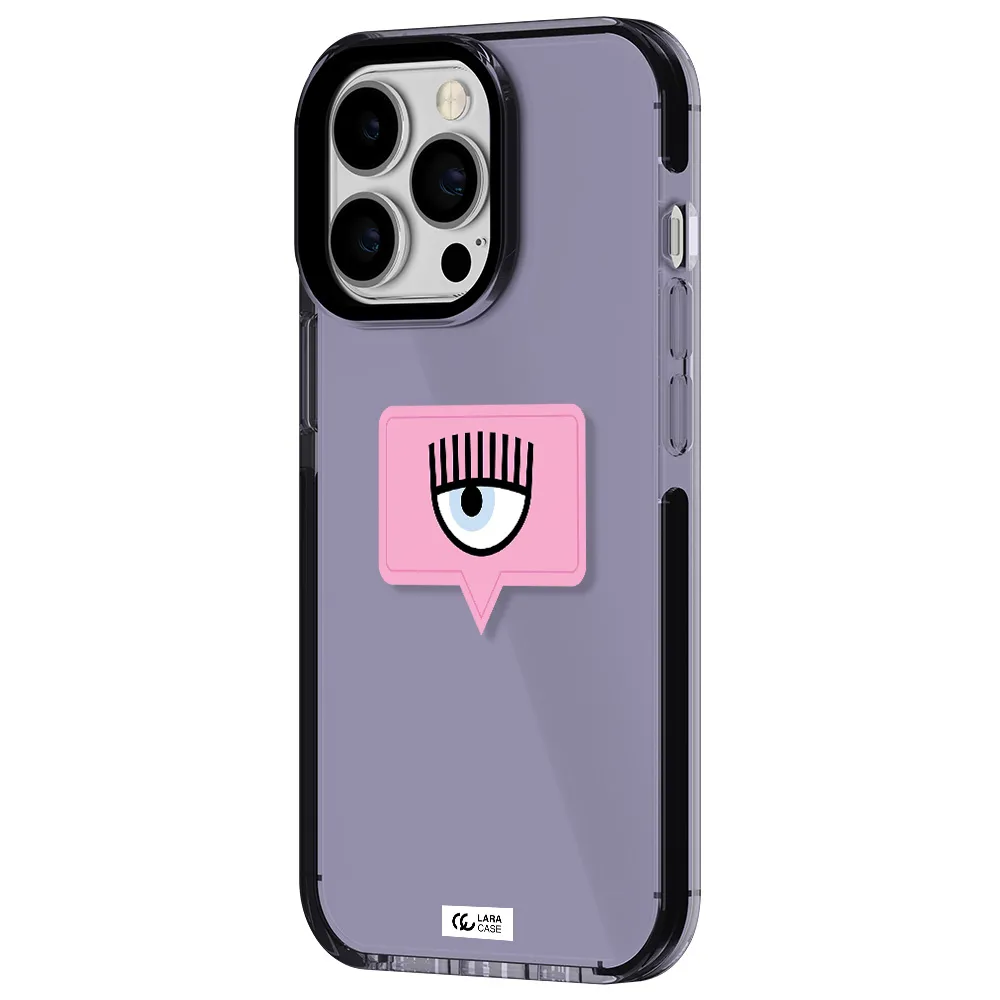 a pink chat bubble with eye and eyelashes Apple iPhone 13 Pro impact Lilac Case
