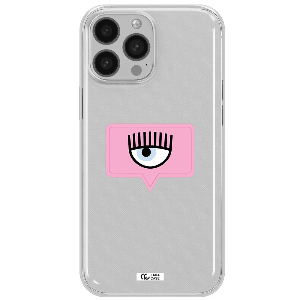 A Pink Chat Bubble With Eye And Eyelashes Apple Iphone 13 Pro Max Clear Tpu Case