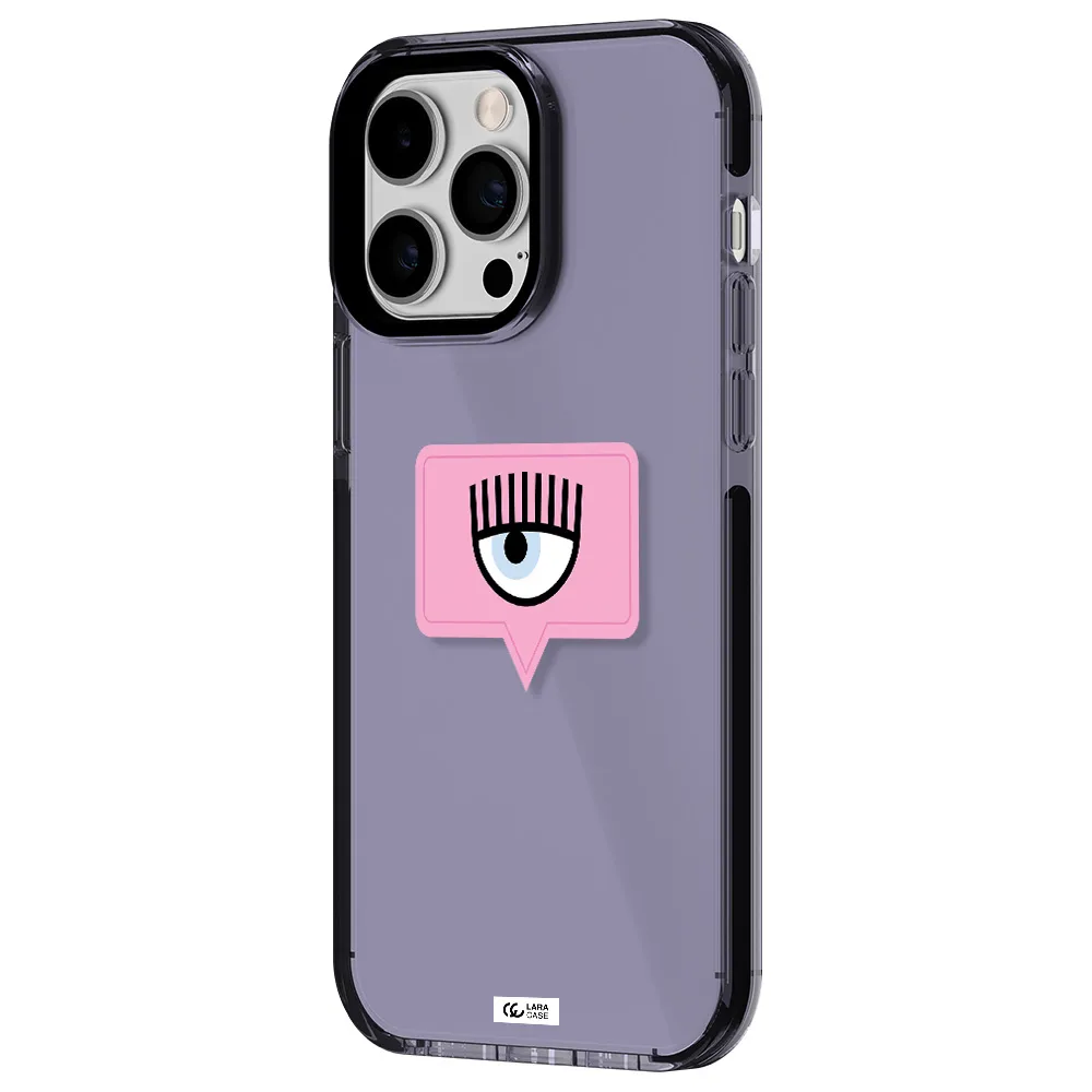 a pink chat bubble with eye and eyelashes Apple iPhone 14 pro max impact Lilac Case