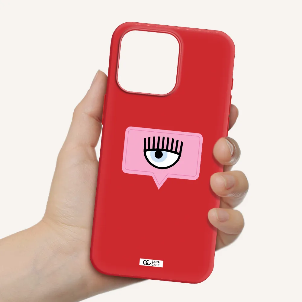 A Pink Chat Bubble With Eye And Eyelashes Apple Iphone 15 Pro Max Silicone Imperial Red Case