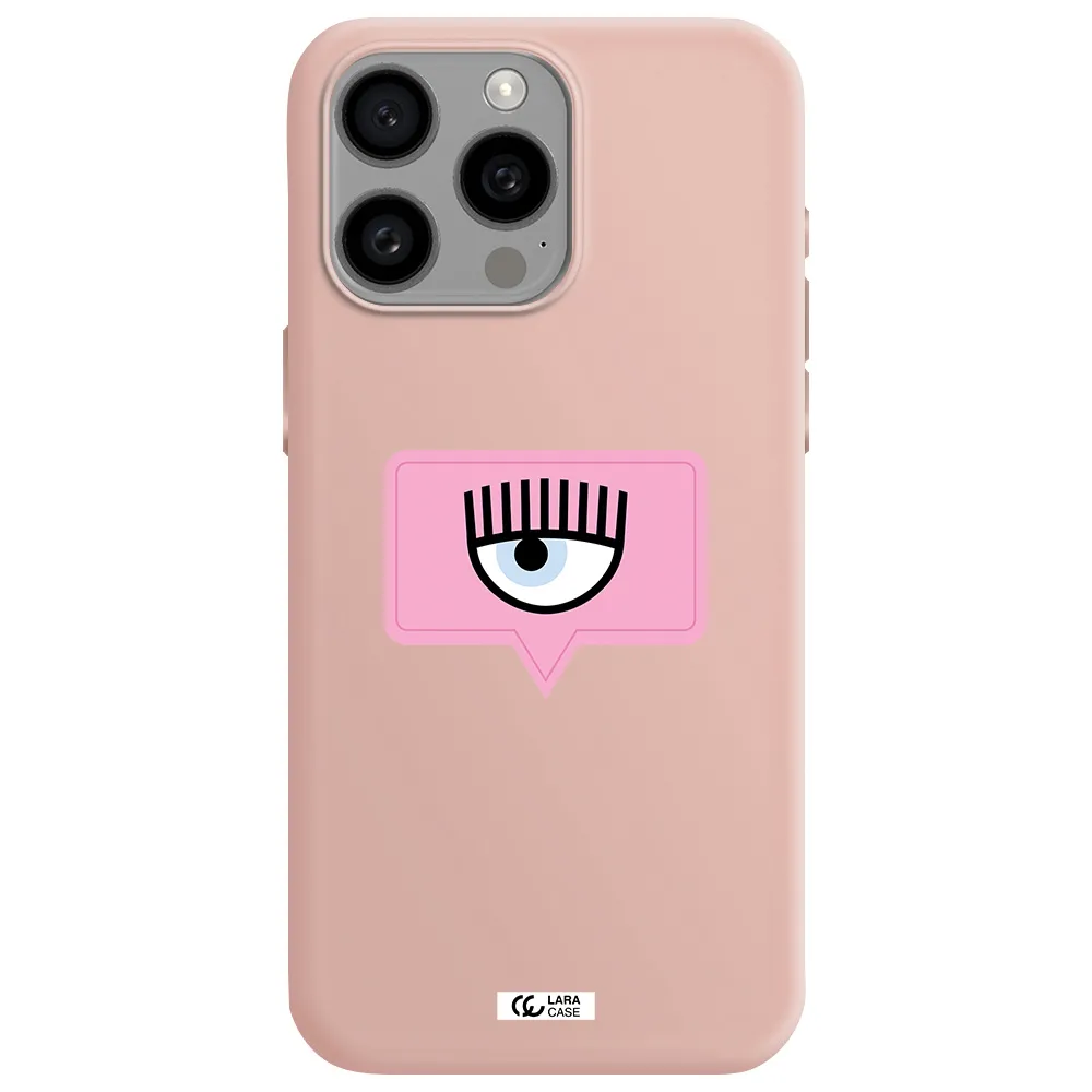 a pink chat bubble with eye and eyelashes Apple Iphone 15 Pro max Silicone pastel pink Case