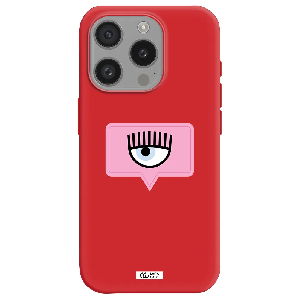 A Pink Chat Bubble With Eye And Eyelashes Apple Iphone 15 Pro Silicone Imperial Red Case