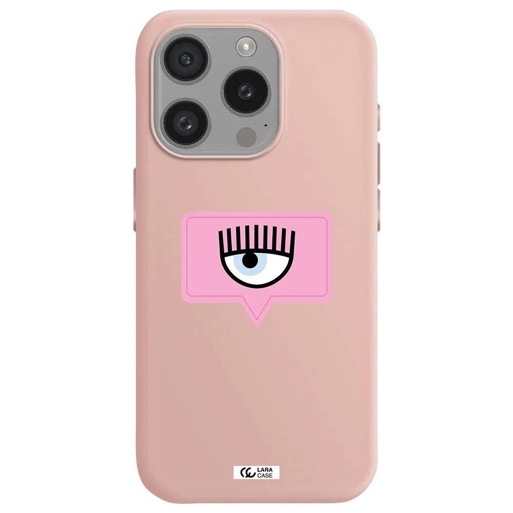 A Pink Chat Bubble With Eye And Eyelashes Apple Iphone 15 Pro Silicone Pastel Pink Case