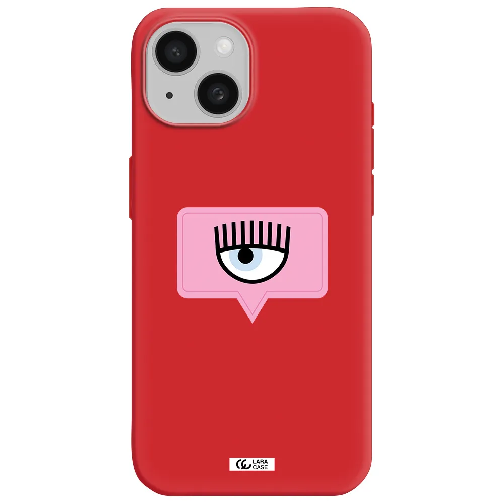 A Pink Chat Bubble With Eye And Eyelashes Apple Iphone 15 Silicone Imperial Red Case
