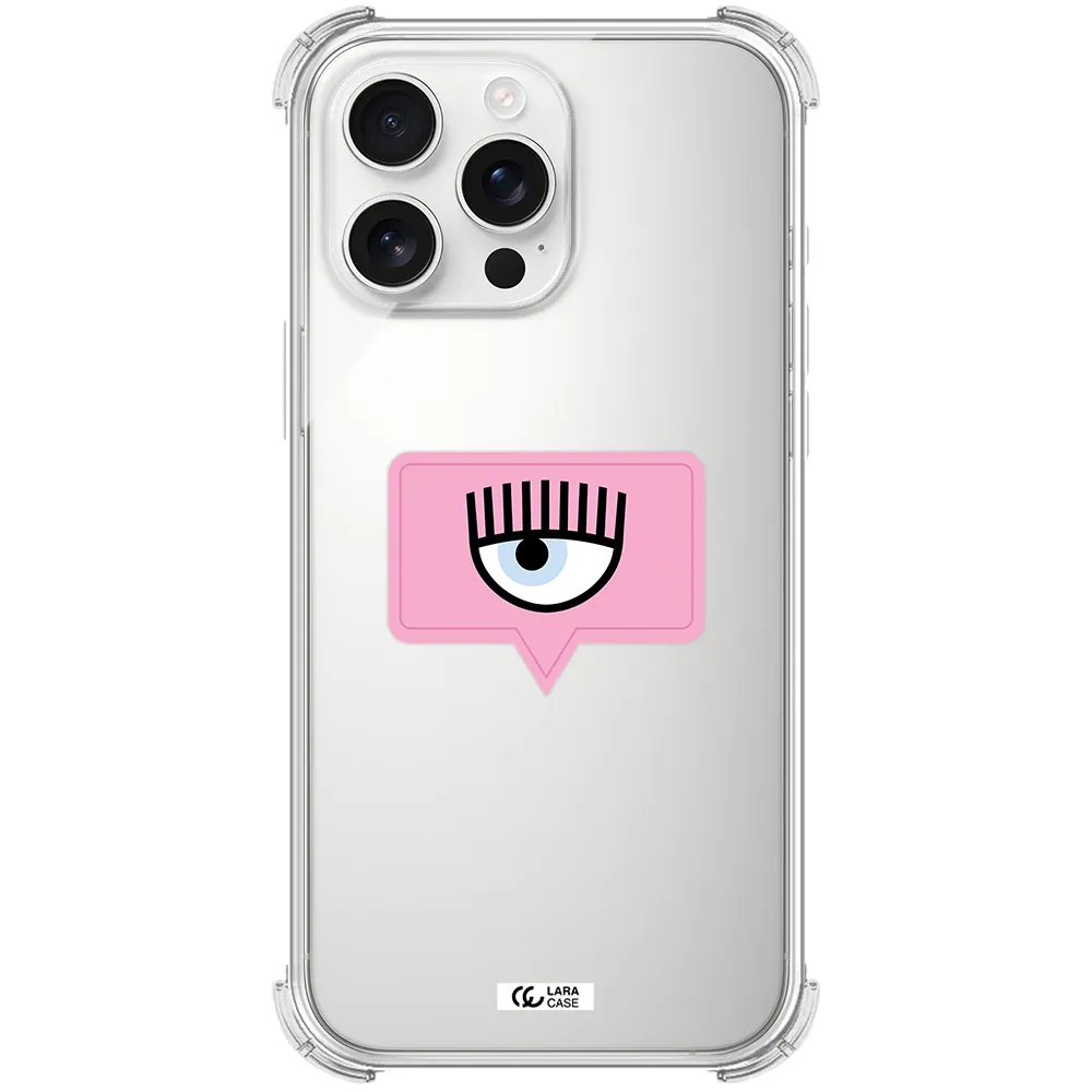 A Pink Chat Bubble With Eye And Eyelashes Apple Iphone 16 Pro Max Clear Pc Case