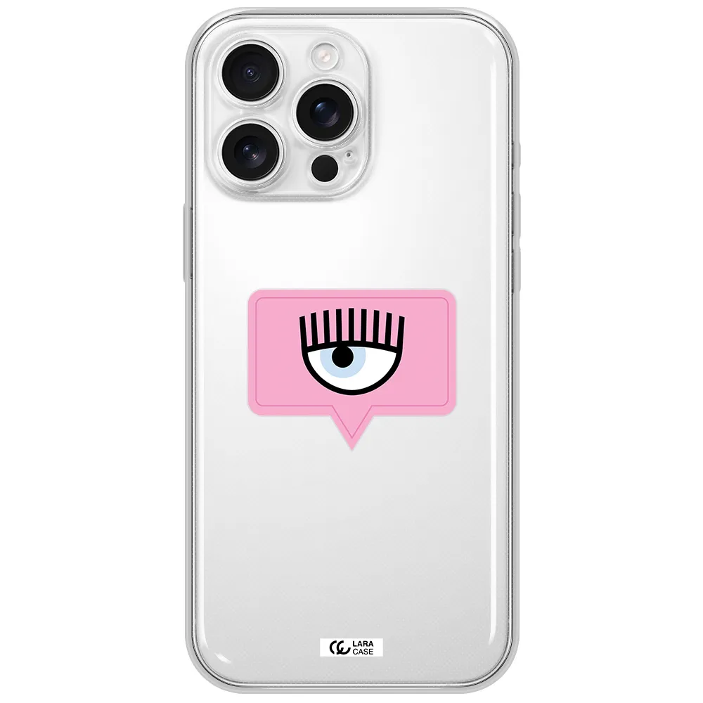A Pink Chat Bubble With Eye And Eyelashes Apple Iphone 16 Pro Max Clear Tpu Case