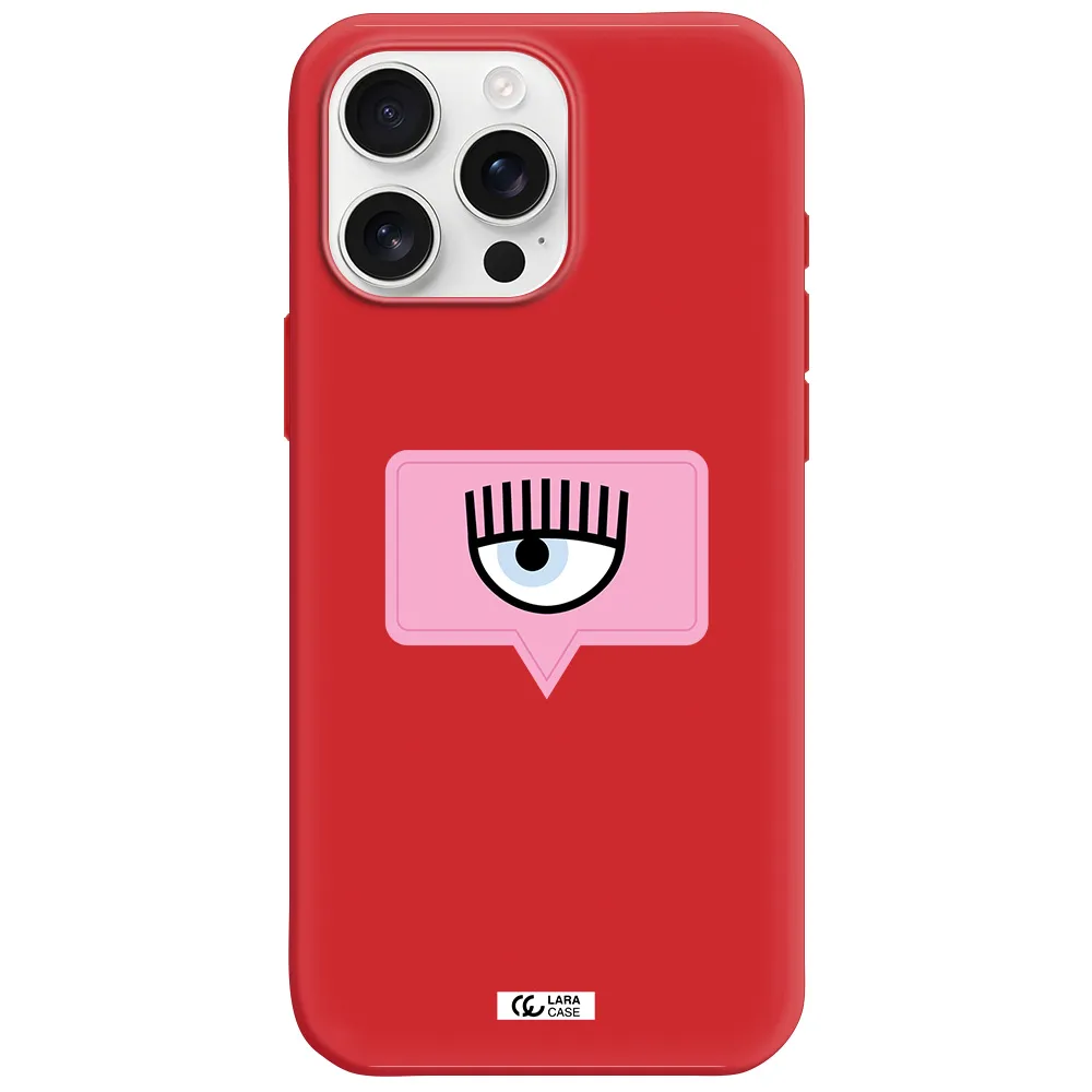 A Pink Chat Bubble With Eye And Eyelashes Apple Iphone 16 Pro Max Silicone Imperial Red Case