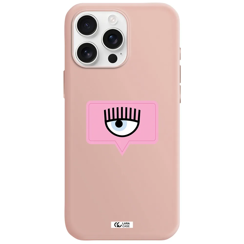 A Pink Chat Bubble With Eye And Eyelashes Apple Iphone 16 Pro Max Silicone Pastel Pink Case