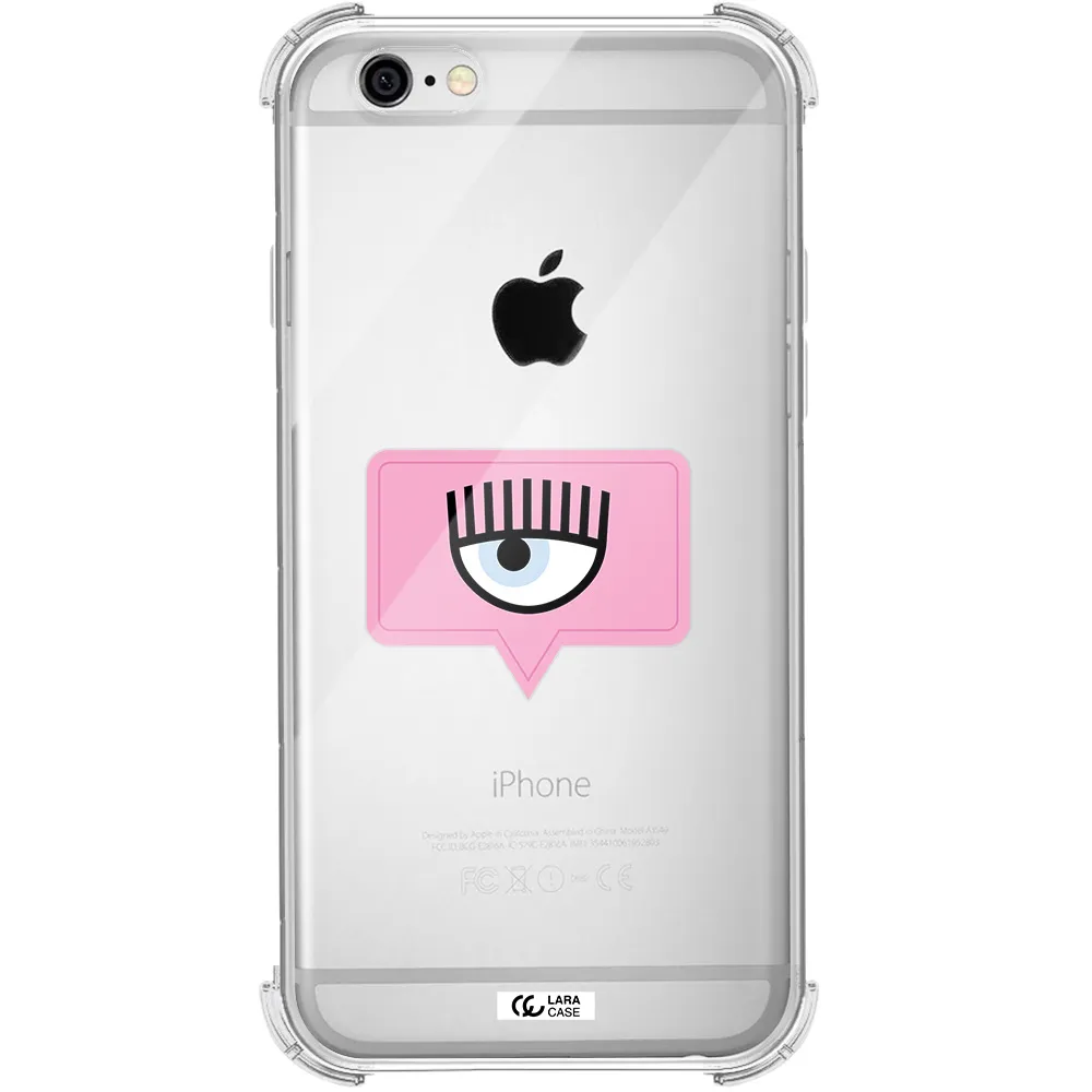 a pink chat bubble with eye and eyelashes Apple iPhone 6 Clear PC Case