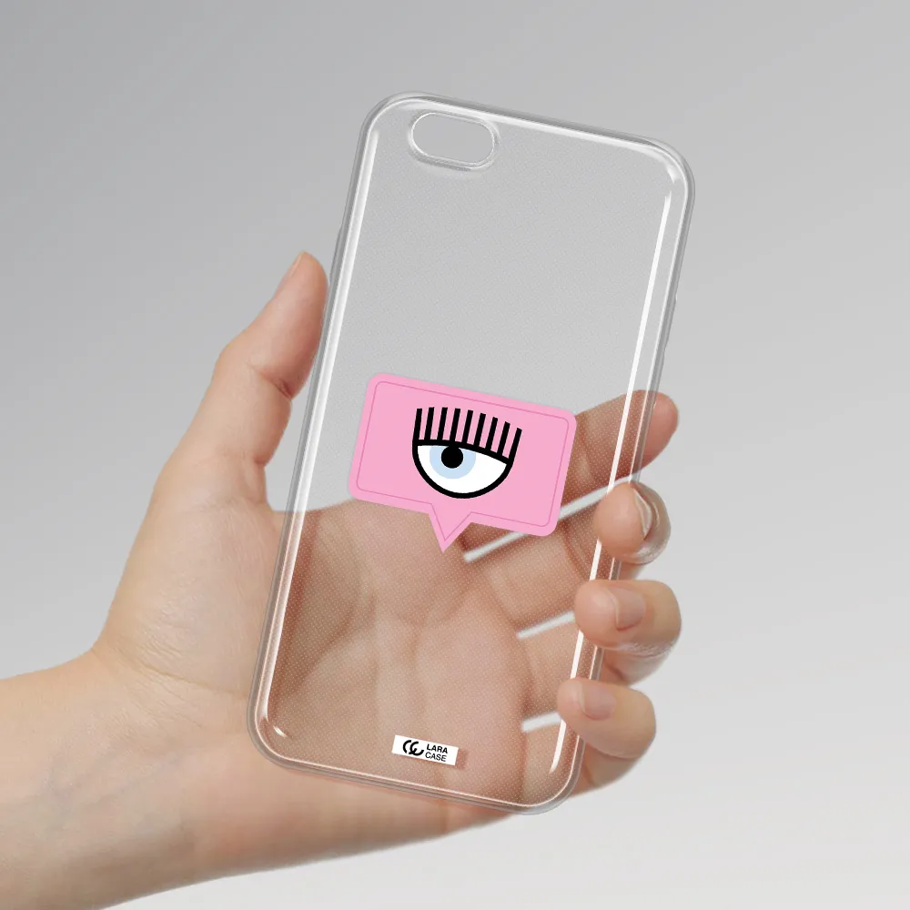 A Pink Chat Bubble With Eye And Eyelashes Apple Iphone 6 Clear Tpu Case