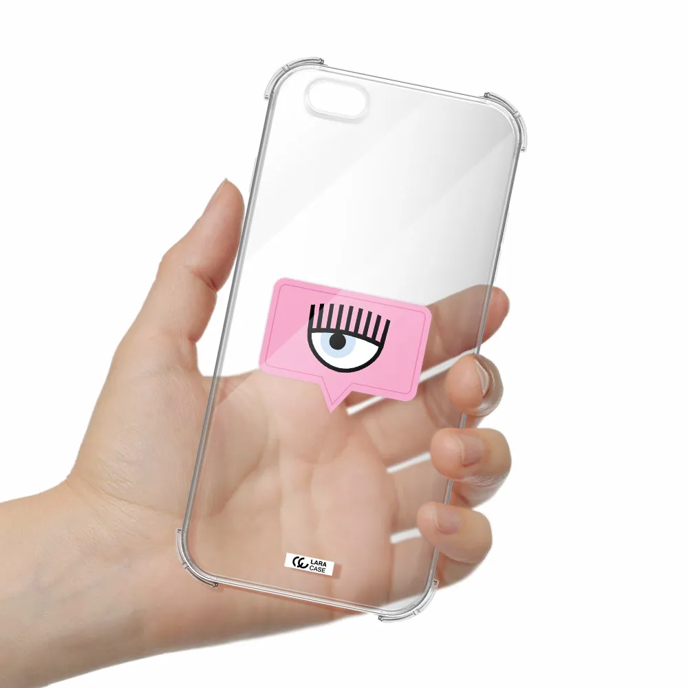 a pink chat bubble with eye and eyelashes Apple iPhone 6 plus Clear PC Case