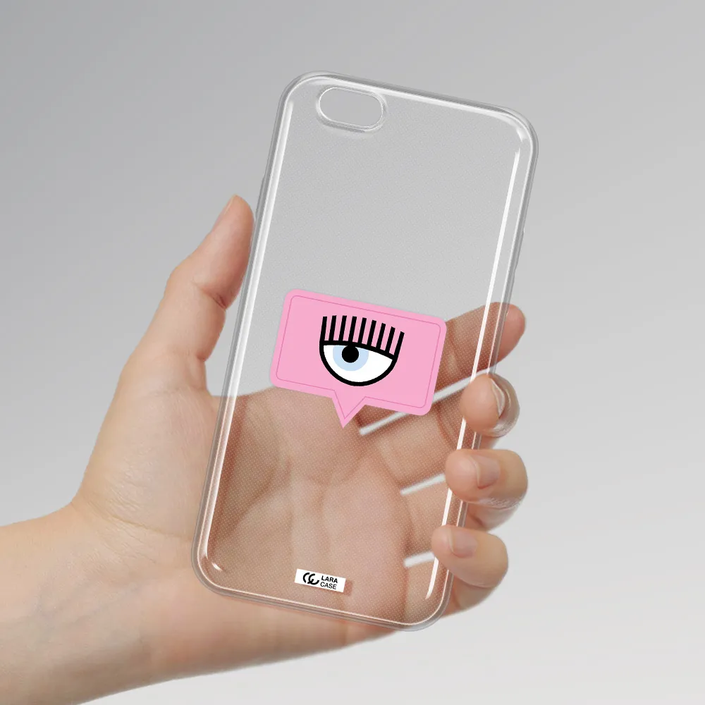 A Pink Chat Bubble With Eye And Eyelashes Apple Iphone 6 Plus Clear Tpu Case