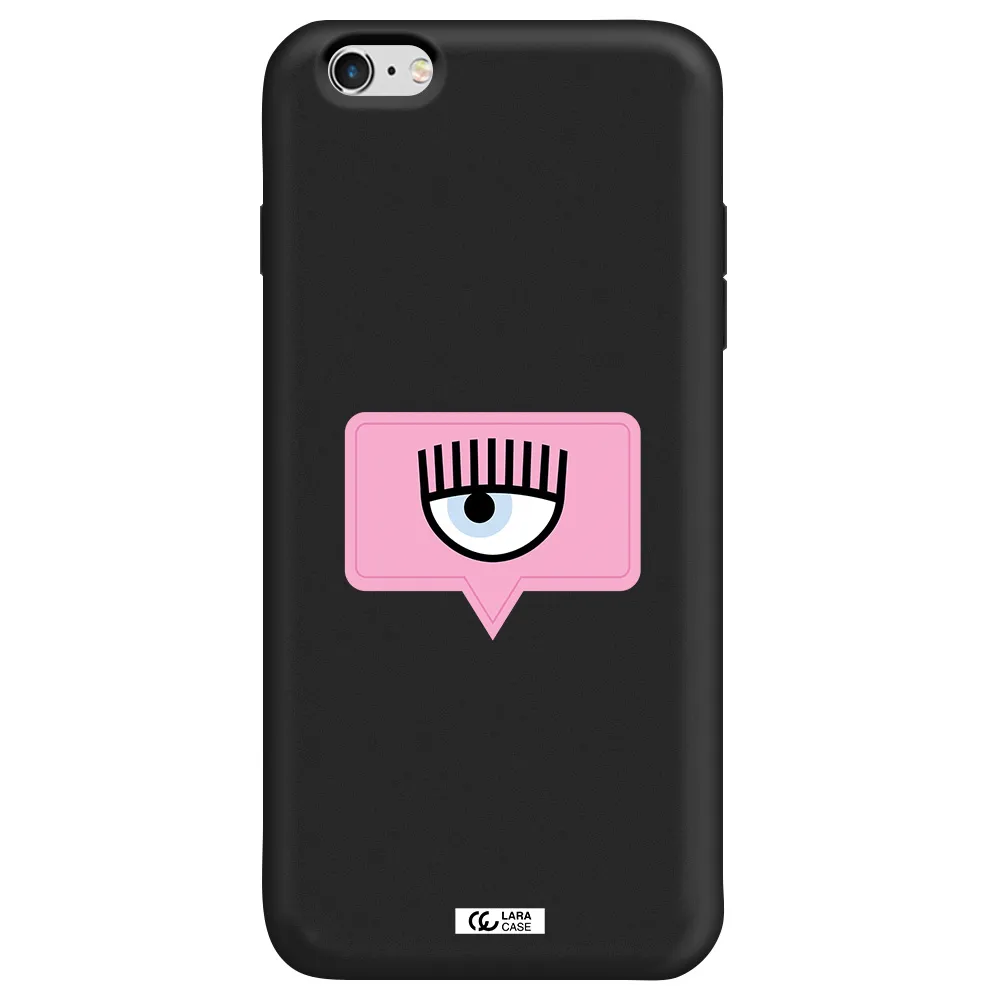 a pink chat bubble with eye and eyelashes Apple iPhone 6 plus Silicone black Case