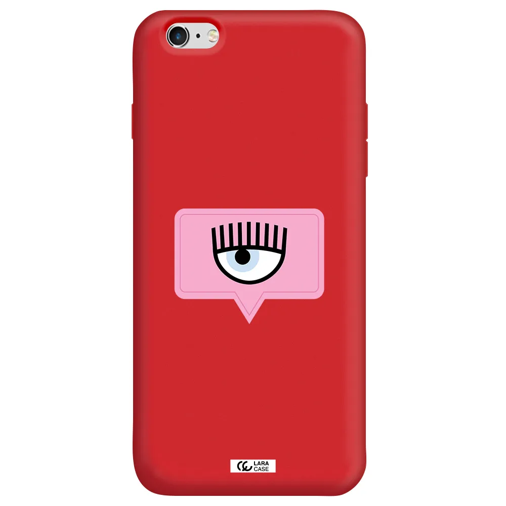 a pink chat bubble with eye and eyelashes Apple iPhone 6 plus Silicone Imperial Red Case