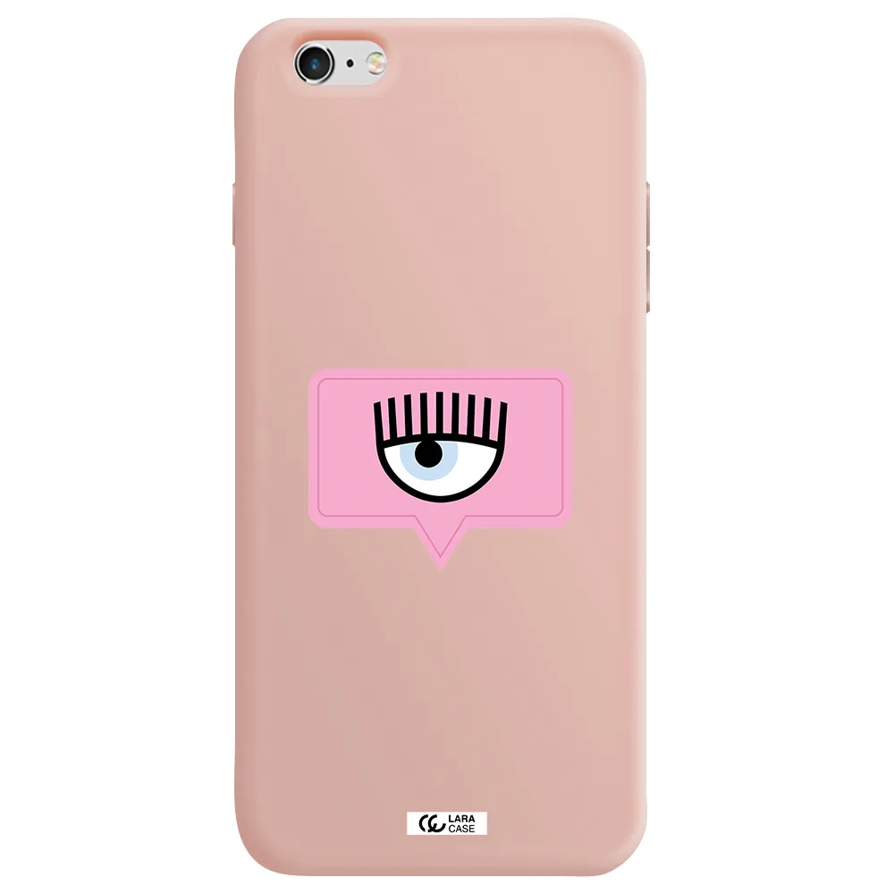 a pink chat bubble with eye and eyelashes Apple iPhone 6 plus Silicone pastel pink Case