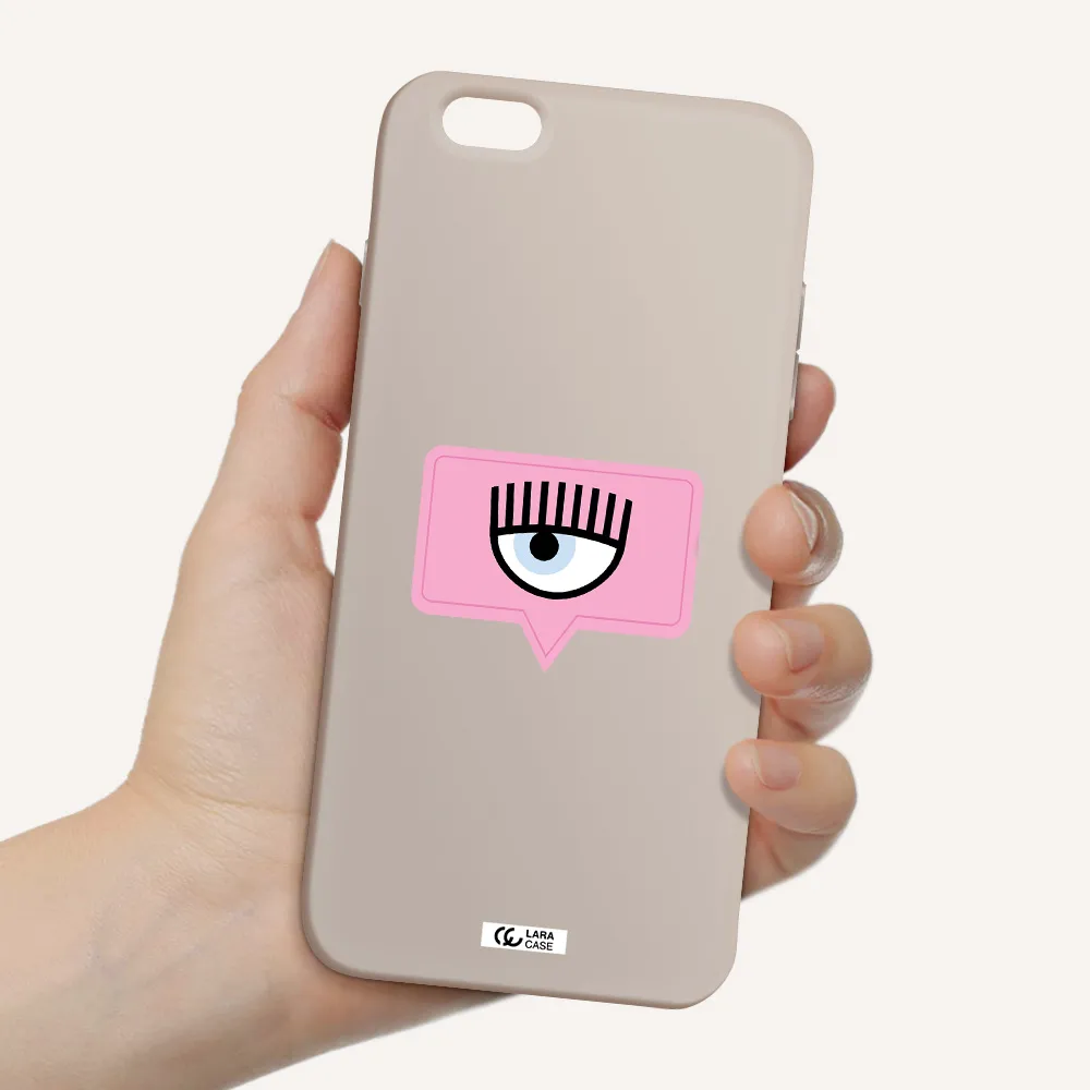 a pink chat bubble with eye and eyelashes Apple iPhone 6 plus Silicone Stone Case