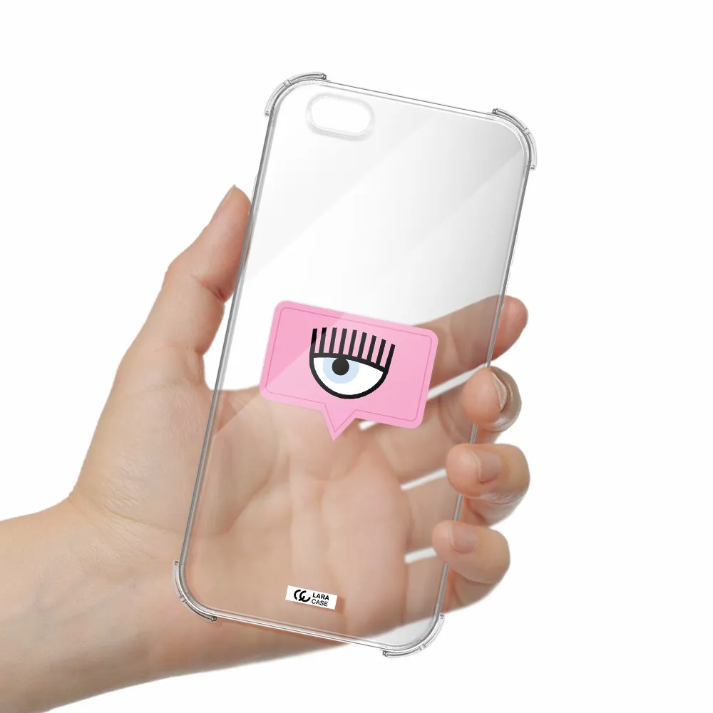 a pink chat bubble with eye and eyelashes Apple iPhone 6 s plus Clear PC Case