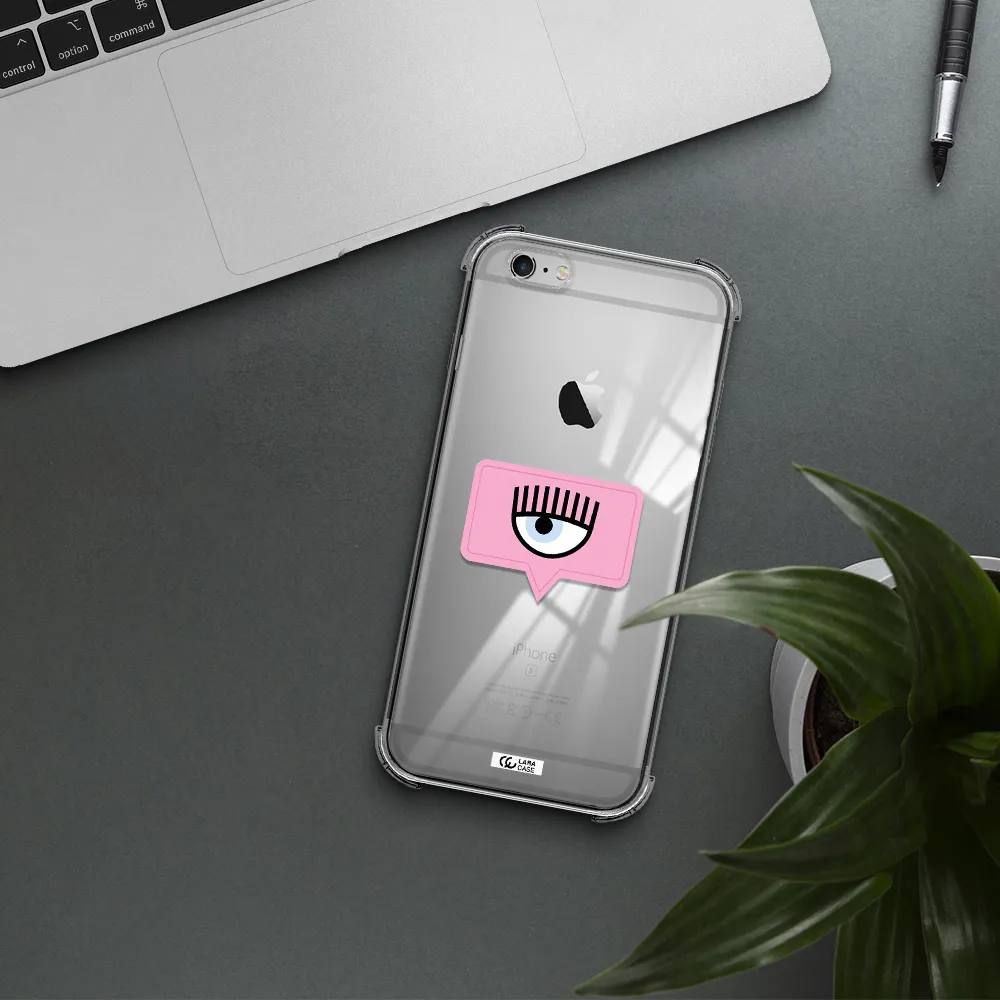a pink chat bubble with eye and eyelashes Apple iPhone 6 s plus Clear PC Case