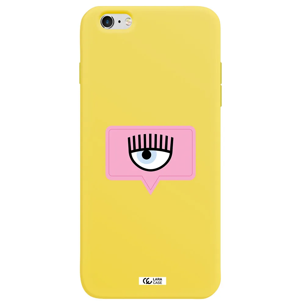 a pink chat bubble with eye and eyelashes Apple iPhone 6 s plus Silicone canary yellow Case