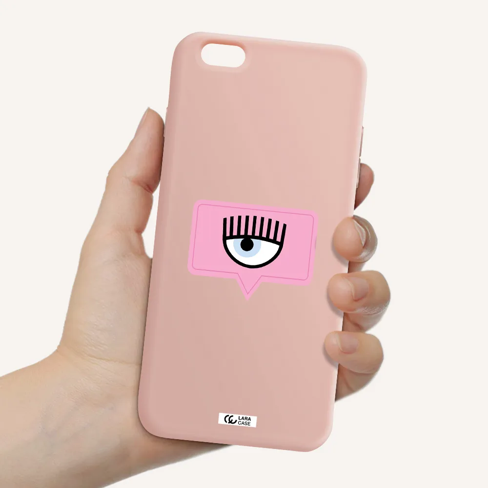 a pink chat bubble with eye and eyelashes Apple iPhone 6 s plus Silicone pastel pink Case