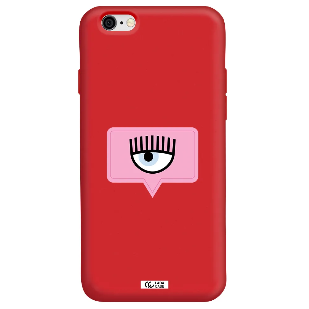 a pink chat bubble with eye and eyelashes Apple iPhone 6 Silicone Imperial Red Case