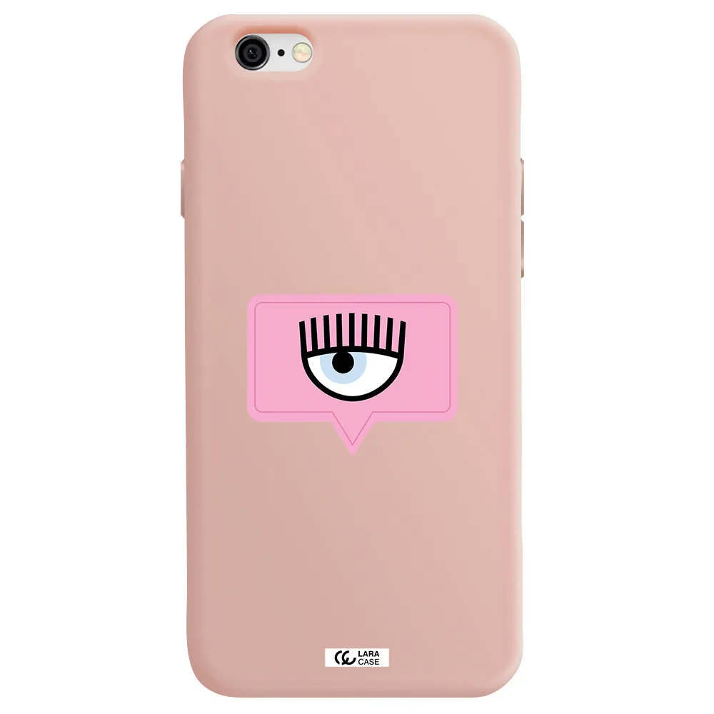 a pink chat bubble with eye and eyelashes Apple iPhone 6 Silicone pastel pink Case