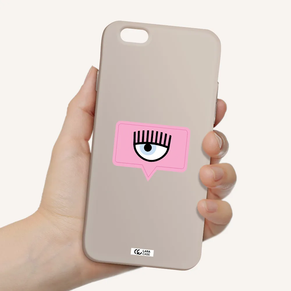 a pink chat bubble with eye and eyelashes Apple iPhone 6 Silicone Stone Case