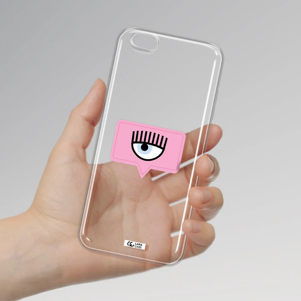 A Pink Chat Bubble With Eye And Eyelashes Apple Iphone 6S Clear Tpu Case