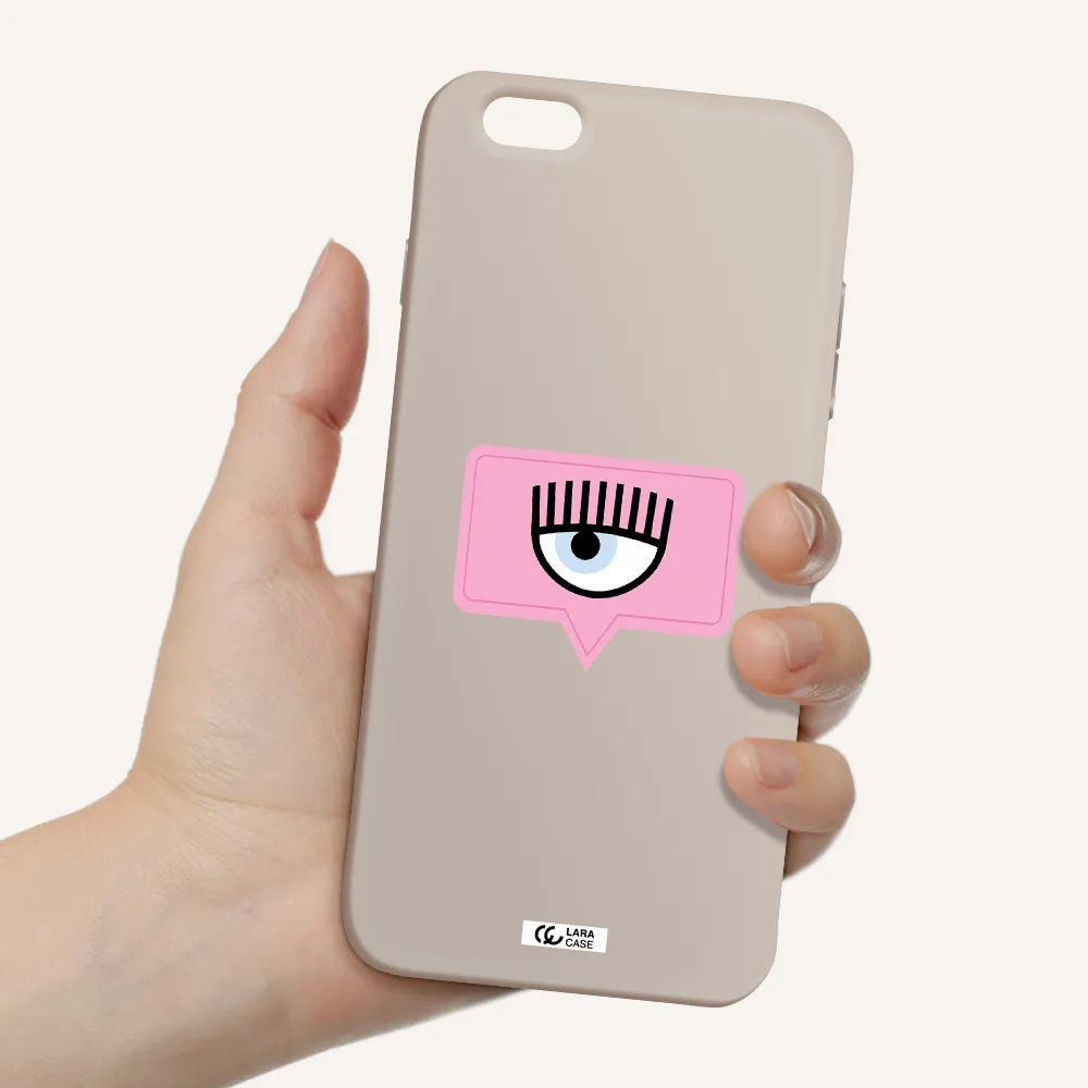 a pink chat bubble with eye and eyelashes Apple iPhone 6S Silicone Stone Case