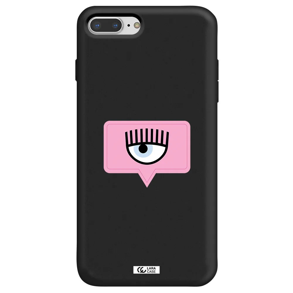 a pink chat bubble with eye and eyelashes Apple iPhone 7 plus Silicone black Case